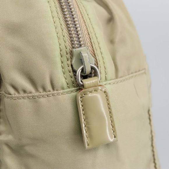 PRADA Hand Bag Nylon Beige Silver Auth 97438 - Picture 10 of 16